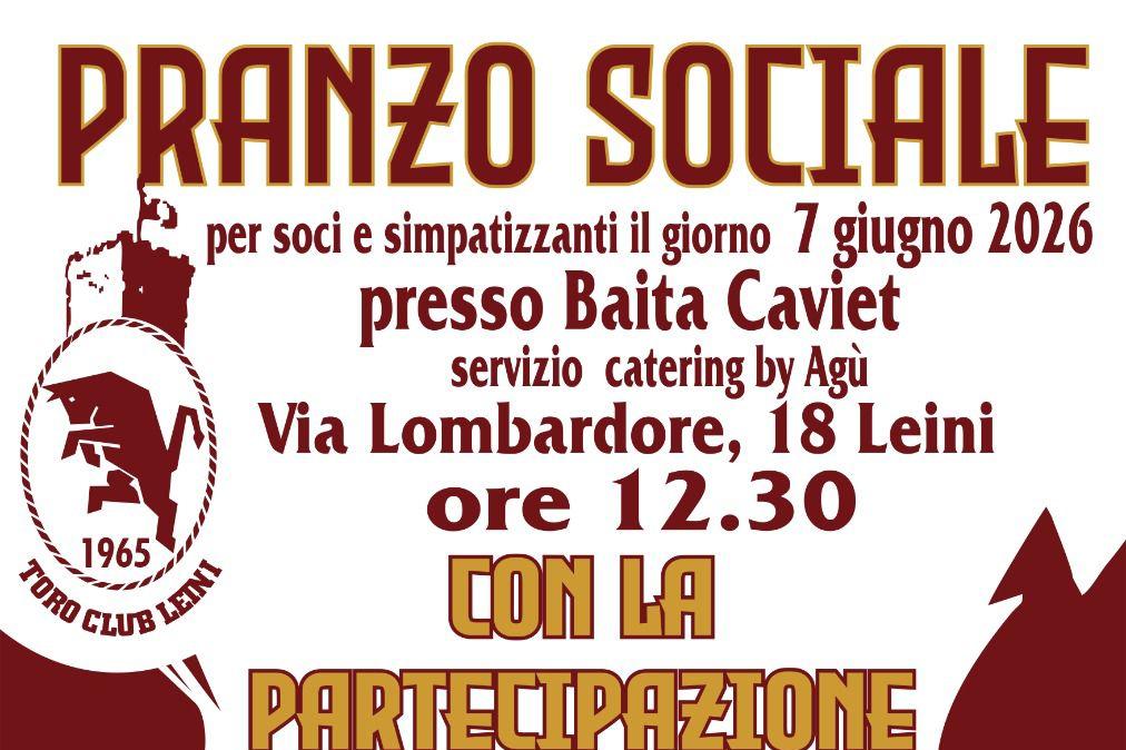 Il Toro Club Leinì organizza il pranzo sociale: appuntamento il 7 giugno