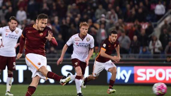 Torino due volte in vantaggio poi Totti entra e fa vincere la Roma
