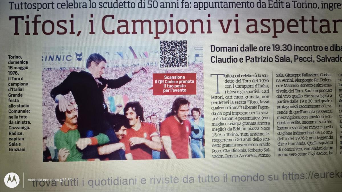 Tuttosport celebra lo scudetto di 50 anni fa: appuntamento domani da Edit a Torino, ingresso gratuito