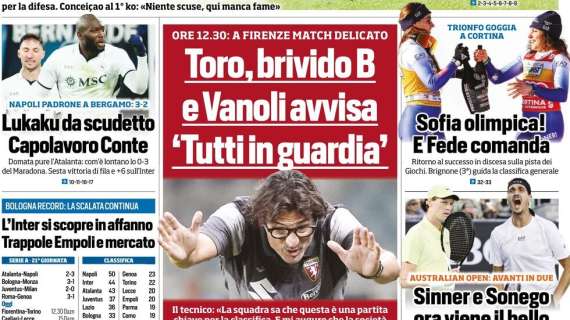 Tuttosport: “Toro, brivido B e Vanoli avvisa «Tutti in guardia»”