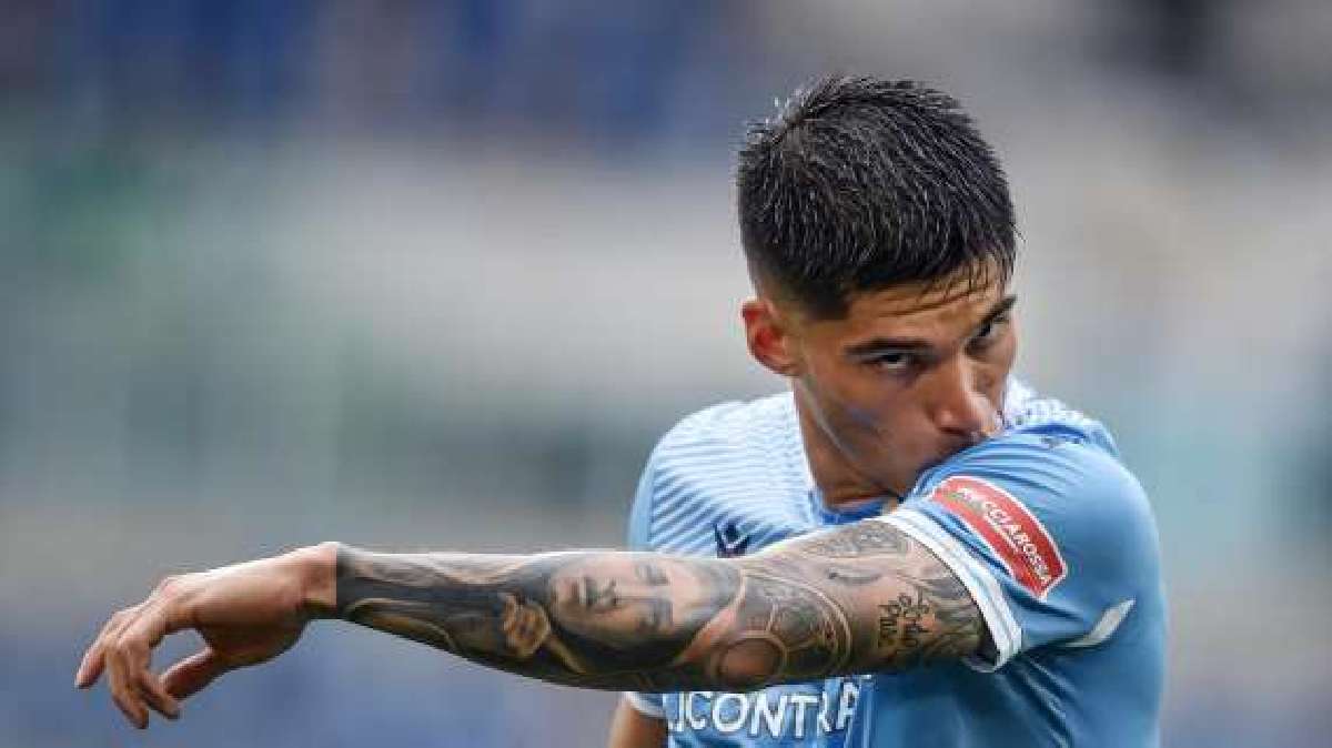 A detailed view of the tattooed left arm of Joaquin Correa of