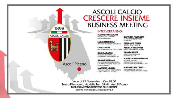 L'Ascoli Calcio lancia il meeting CRESCERE INSIEME, il 15 Novembre