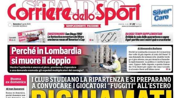 L'apertura del Corriere dello Sport sui calciatori fuggiti all'estero: "Richiamati"