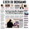 PRIMA PAGINA - L'Eco di Bergamo: "Atalanta, carattere e rosa ampia per risalire la china"