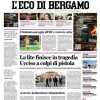 L'Eco di Bergamo in prima pagina: "L'Atalanta pareggia all'88' e resta in vetta"