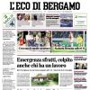 PRIMA PAGINA - L’Eco di Bergamo: "Atalanta fermata sullo 0-0"