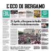 L'Eco di Bergamo in prima pagina: "La Roma torna a +4, ma l'Atalanta corre"