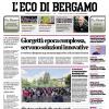 PRIMA PAGINA - L'Eco di Bergamo: "Atalanta a San Siro: con il Milan bisogna tornare a correre"