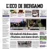 L'Eco di Bergamo in prima pagina: "Atalanta-Como sotto il diluvio, stasera si riprova"