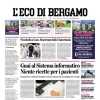 L'Eco di Bergamo apre con le parole di Gasperini: "Dublino è il primo pensiero"