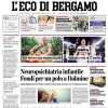 L'Eco di Bergamo in prima pagina sulla Dea: "Atalanta sola al secondo posto"