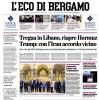 PRIMA PAGINA - L'Eco di Bergamo: "Atalanta, sfida per l'Europa con la Roma di Gasp"