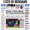 PRIMA PAGINA - L'Eco di Bergamo: "Atalanta, assalto alla Lazio. In palio la finale di Coppa con l'Inter"