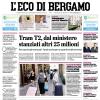 PRIMA PAGINA - L'Eco di Bergamo: "Atalanta, Samaden: «La coppa della Primavera lavoro di squadra»"