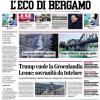 PRIMA PAGINA - L’Eco di Bergamo: "Vittoria che pesa. Ora la continuità"