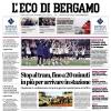 PRIMA PAGINA - L'Eco di Bergamo: "L'Atalanta vince lo scontro diretto 2-0 a Bologna"