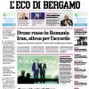 PRIMA PAGINA – L'Eco di Bergamo: "Atalanta, idea Jashari per il ruolo di regista"