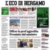 PRIMA PAGINA - L'Eco di Bergamo: "Atalanta e Roma: duello alla pari sul piano delle individualità"