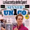 La prima pagina de La Gazzetta dello Sport è tutta dedicata allo US Open di Sinner