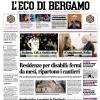PRIMA PAGINA - L'Eco di Bergamo: "CdK a rischio stop"