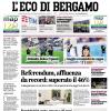 PRIMA PAGINA - L'Eco di Bergamo: "Atalanta, festa e 3 punti"