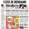 PRIMA PAGINA - L’Eco di Bergamo: "Ancora un pari per l’Atalanta"
