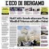PRIMA PAGINA - L'Eco di Bergamo: "Atalanta a caccia di punti per l'Europa"