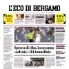 L'Eco di Bergamo in apertura: "Atalanta ko dopo un’ora in 10 uomini La società protesta"