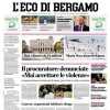 L'Eco di Bergamo in taglio alto di prima pagina: "Atalanta a Udine: via al trittico di fuco"