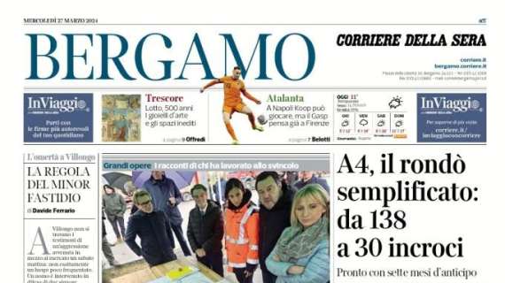 Il Corriere di Bergamo: "A Napoli Koop può giocare, ma il Gasp pensa già a Firenze"