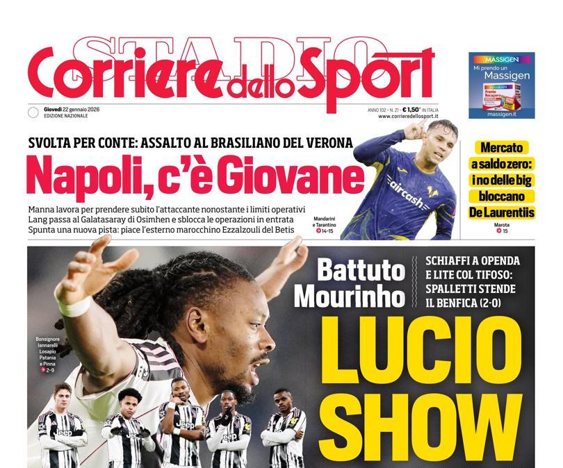 PRIMA PAGINA - Corriere dello Sport: "Lucio Show"