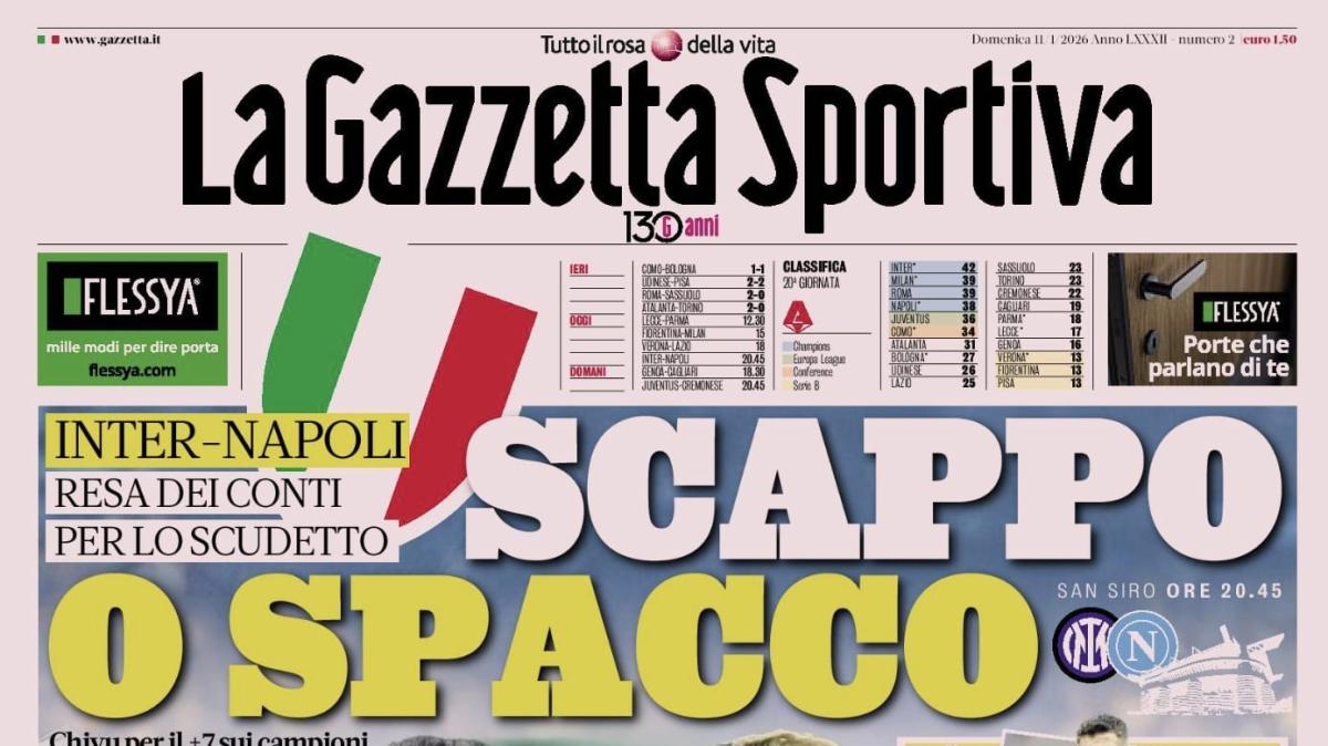PRIMA PAGINA - La Gazzetta Sportiva: "Scappo o Spacco"
