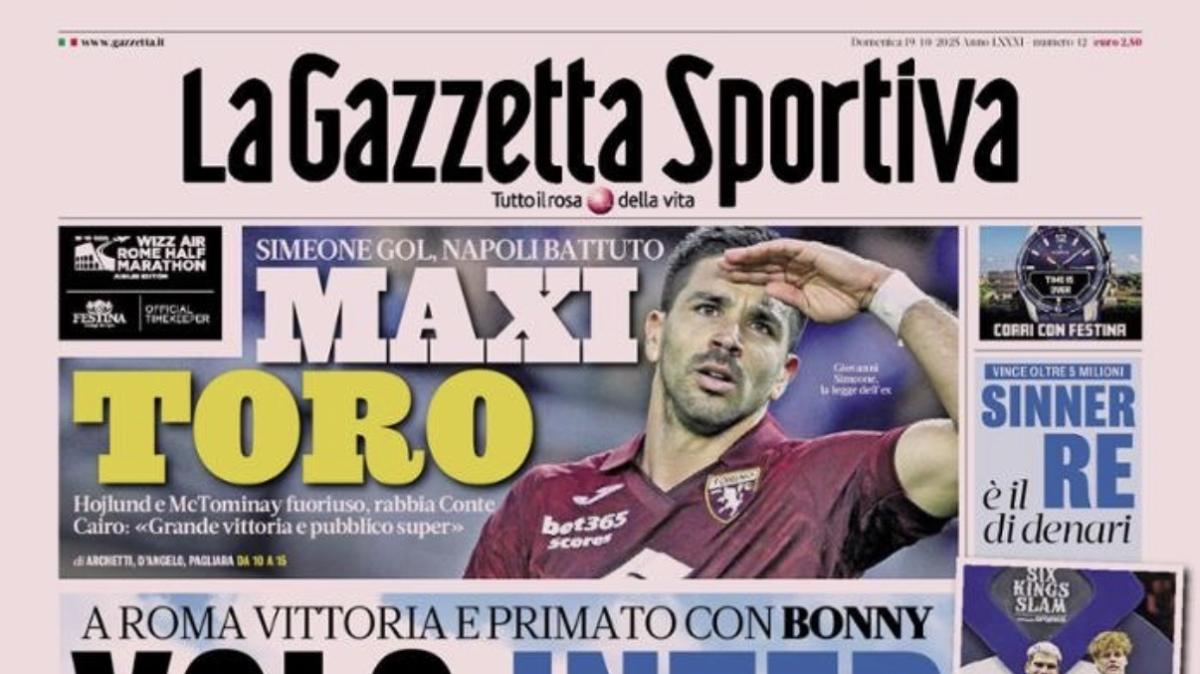 PRIMA PAGINA - La Gazzetta dello Sport: "Volo Inter"