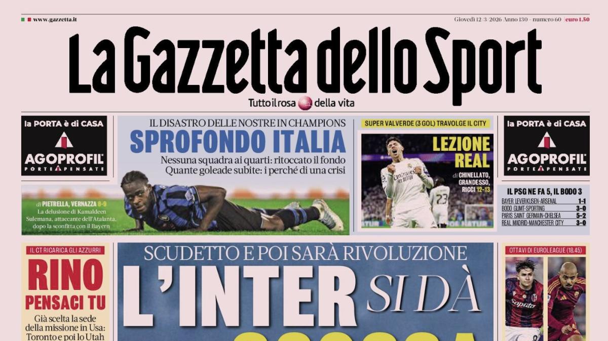 PRIMA PAGINA - La Gazzetta dello Sport: "Sprofondo Italia, la delusione dell'Atalanta"