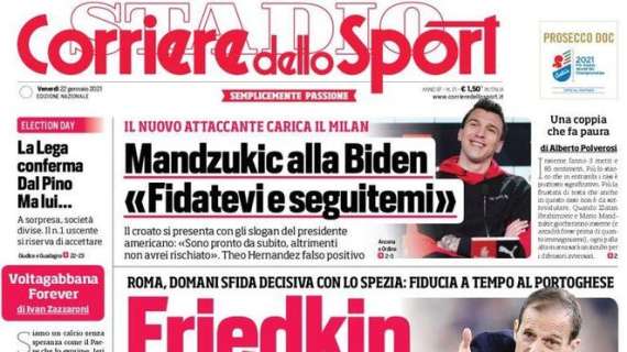PRIMA PAGINA - Corriere dello Sport, Mandzukic alla Biden: "Fidatevi e seguitemi"