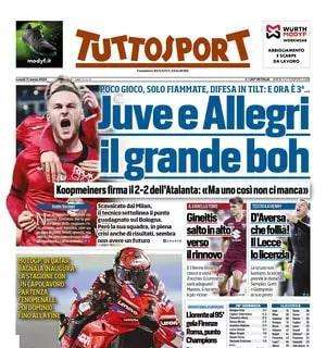 L'Atalanta pareggia a Torino, Tuttosport in prima pagina: "Juve e Allegri, il grande boh"