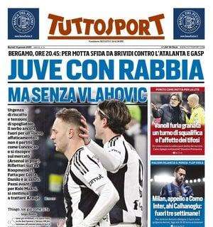 L'apertura di Tuttosport: "Juve con rabbia ma senza Vlahovic". Oggi sfida all'Atalanta