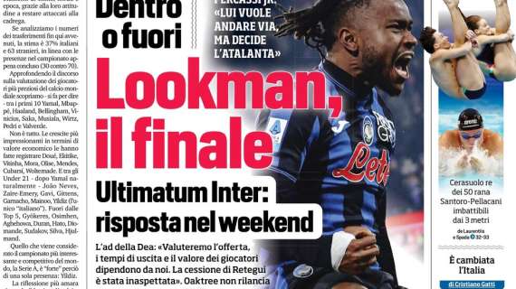 PRIMA PAGINA - Corriere dello Sport: "Dentro o fuori Lookman, il finale"