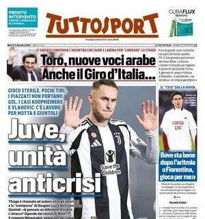 La prima pagina di Tuttosport è sul momento no bianconero: "Juve, unità anticrisi"