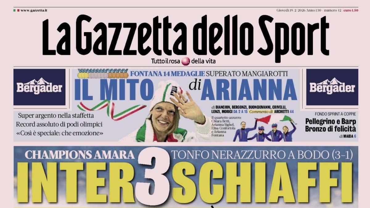 PRIMA PAGINA - La Gazzetta dello Sport: "Inter 3 schiaffi ma in campionato è a +7"