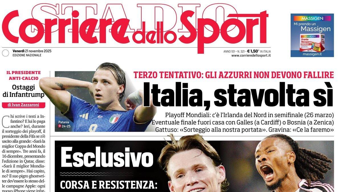 PRIMA PAGINA - Corriere dello Sport: "Maratona a Napoli"