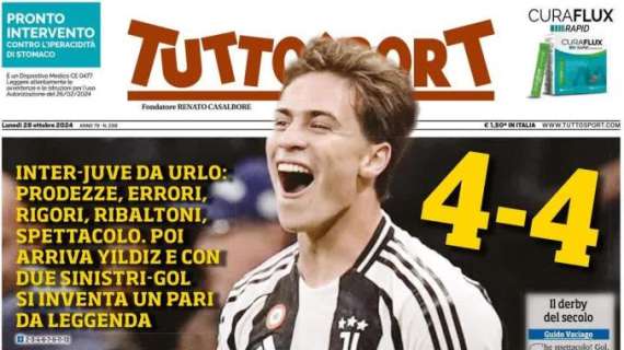 Yildiz salva la Juve nel Derby d'Italia. Tuttosport in prima pagina: "Mamma il turco"