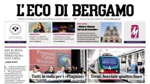 L'Eco di Bergamo titola: "L'Atalanta dei record non si accontenta mai"