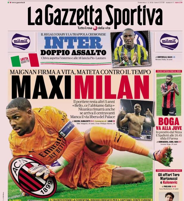PRIMA PAGINA - Gazzetta dello Sport:  "MaxiMilan"