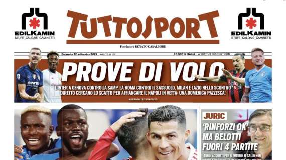 L'apertura di Tuttosport: "Colpio Fiorentina, Che Napoli! Juve, CR7 dove sei?"
