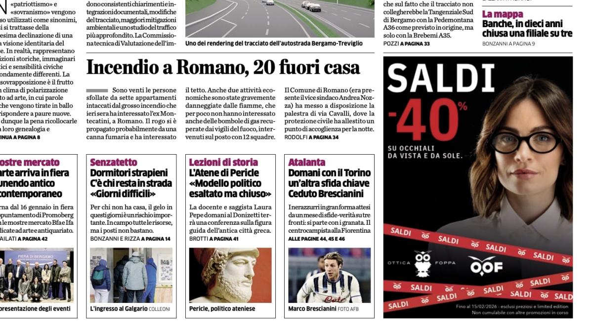 PRIMA PAGINA - L'Eco di Bergamo: "Domani con il Torino un'altra sfida chiave. Ceduto Brescianini"
