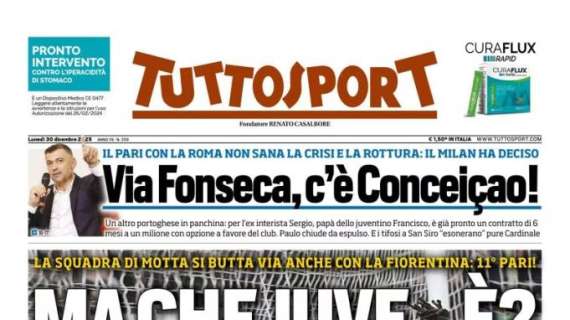 L'apertura di Tuttosport dopo l'ennesimo pareggio bianconero: "Ma che Juve è?"