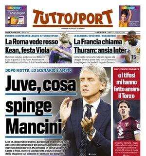 Panchina Juve, Tuttosport in prima pagina: "Cosa spinge Mancini. In corsa Gasperini, Conte e Pioli"