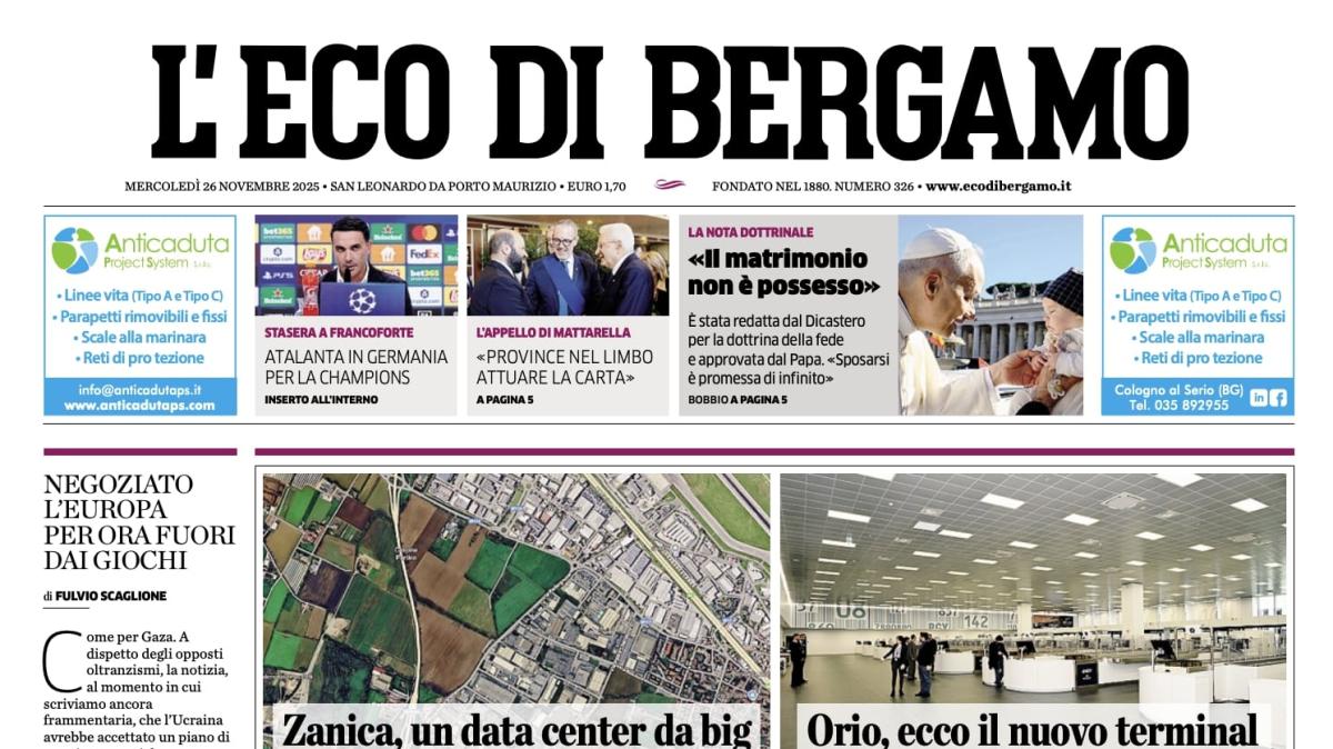 PRIMA PAGINA - L'Eco di Bergamo: "Atalanta, notte Champions"