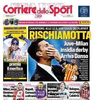 Oggi il sorteggio Champions, il Corriere dello Sport apre così: "RischiaMotta, insidia derby"